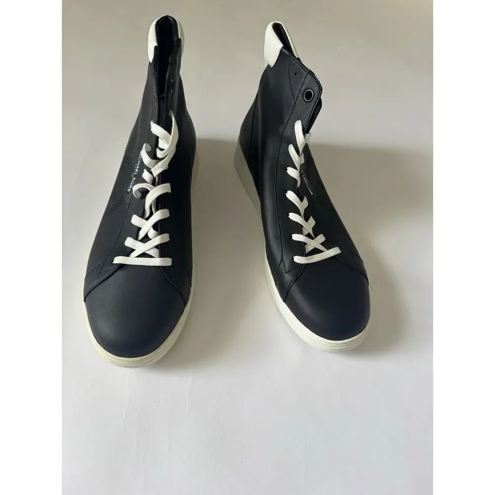 Michael Kors Keating High Top Sneakers Size 11.5 Optic White/Black - Leather New